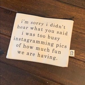 Pamela Barsky Canvas Zip Pouch Instagram Message